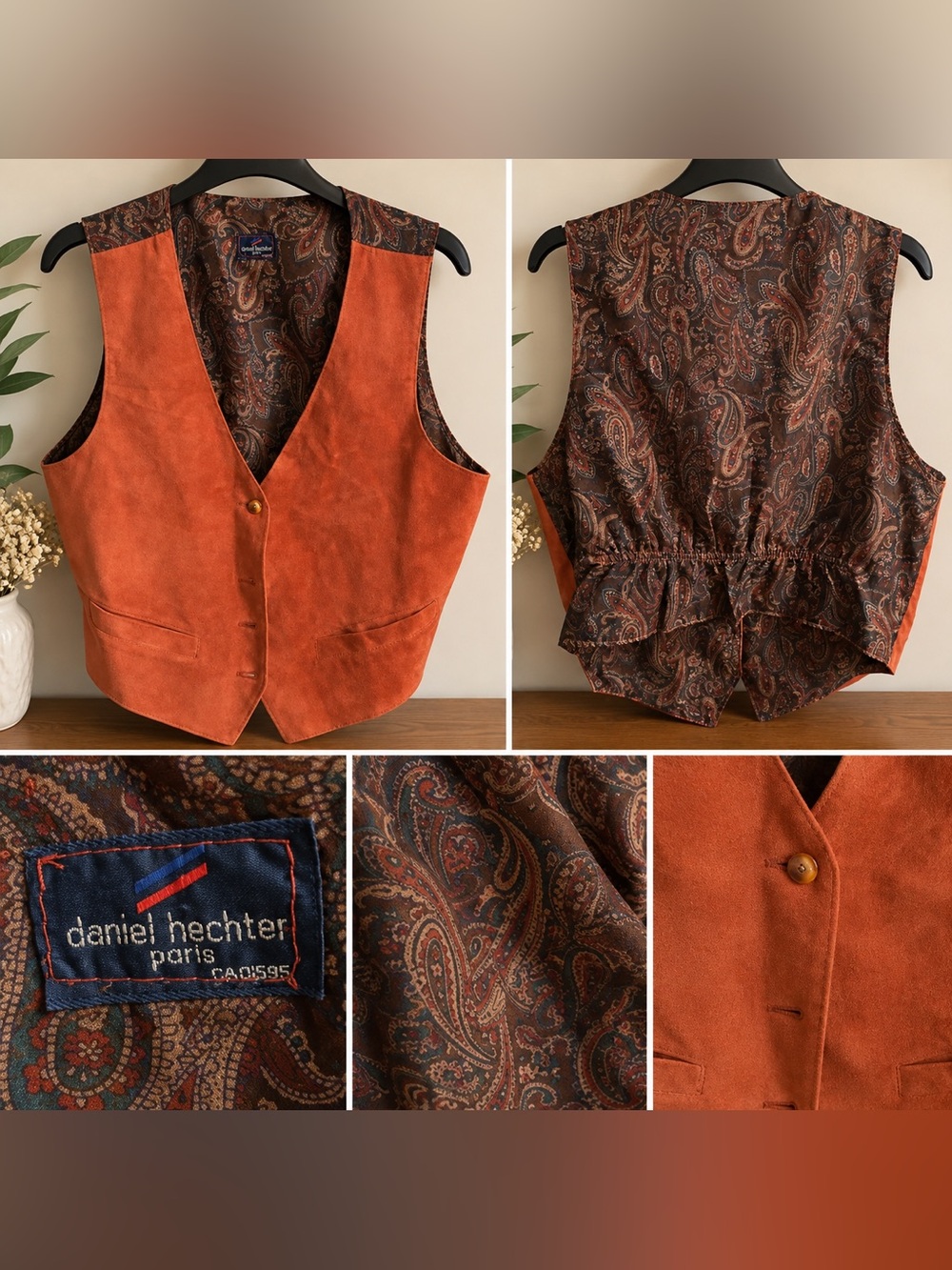 Daniel Hechter Paris Vintage Suede Vest – Paisley Back
